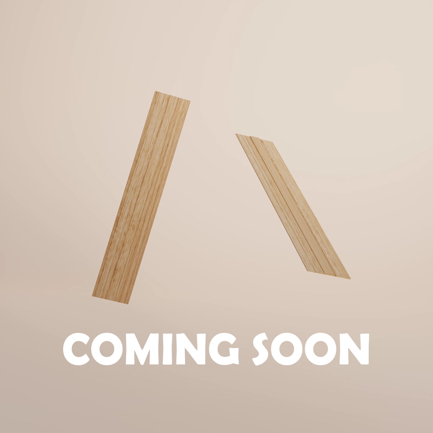 Two wooden candle wicks above text that says coming soon.